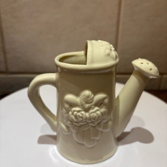 Vintage Pottery Ceramic Watering Can with flowers 4" tall - Picture 6 of 7